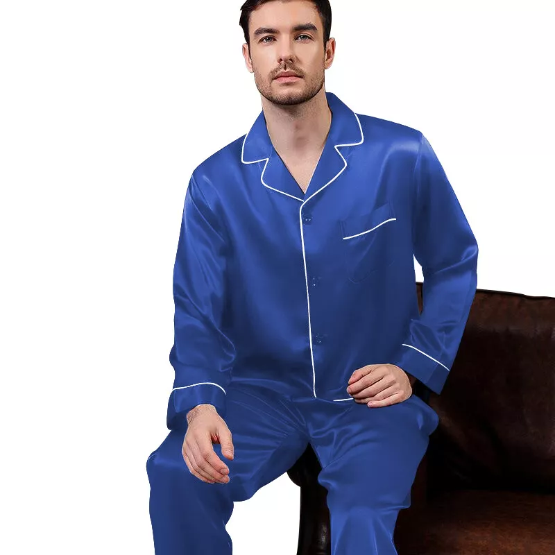 Mens Silk Satin Pajamas -PJ Set Top and Bottom ''5 DAY DELIVERY - USA  Seller