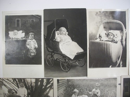 EARLY RPPC BABIES IN CARRIAGES BABY 14 POSTCARD LOT! WW1 ERA BEFORE REAL PHOTO - Picture 2 of 8