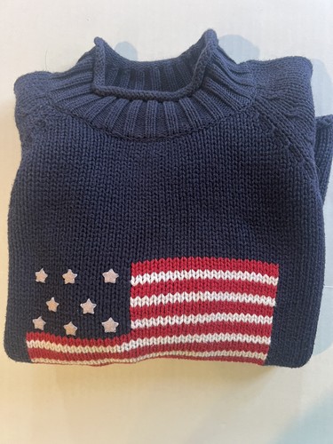 Boys Girls Hartstrings Size 7 American Flag Sweater Navy Red White Blue - Picture 7 of 7