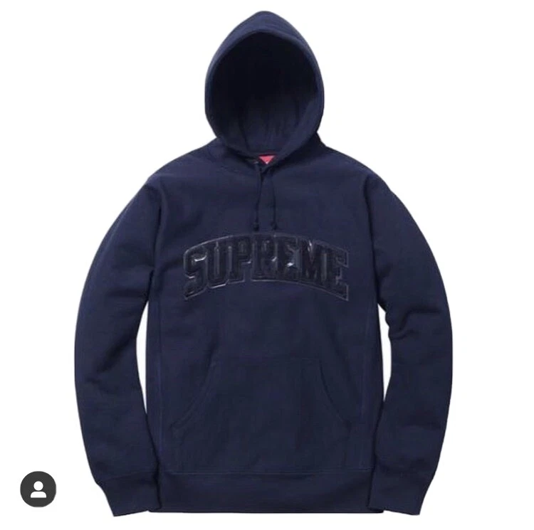 Sweat à capuche Supreme FW17 Patent/Chenille Arc Logo taille moyenne bleu marine Dswt ?