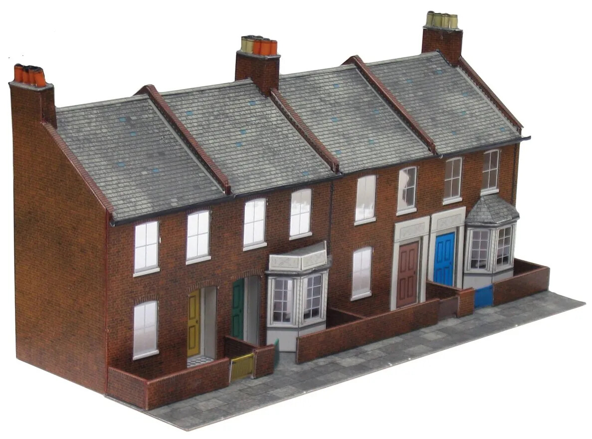 Superquick C6 OO Gauge Four Redbrick Terraced Fronts Card Kit