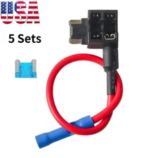 5 Sets 15A Low Profile Mini APS Blade Fuse Holder Car Add a Circuit Fuse Adapter