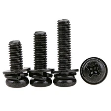 Phillips Pan Head Screws with Washer Black Zinc M2 M2.5 M3 M4 Machine Bolts