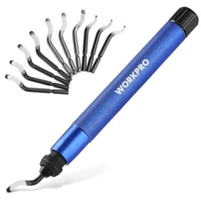 WORKPRO Hand Deburring Tool 11PCS Swivel Blades 360 Degree Rotary Head Deburring