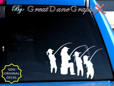 Mother and 3 Girls Fishing -Vinyl Decal Sticker -Color Choice -HIGH QUALITY