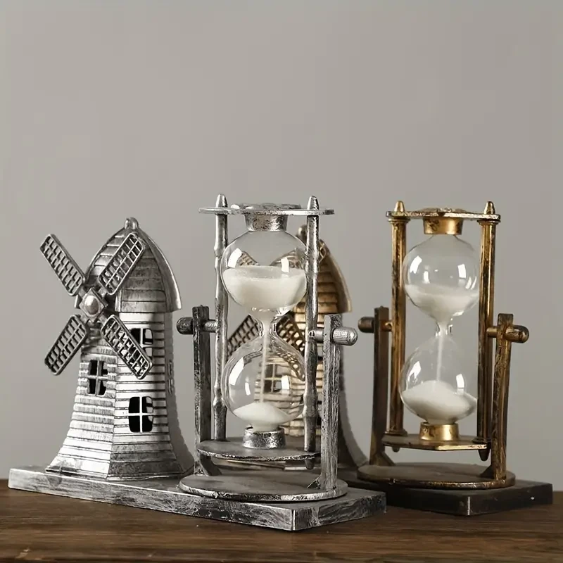 Adorno temporizador de molino de viento vintage adorno de arena movediza decoración decoración del hogar Foto 3 de 3