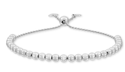 Sterling Silber 8 mm Runde Perlen Verstellbar Bolo Armband