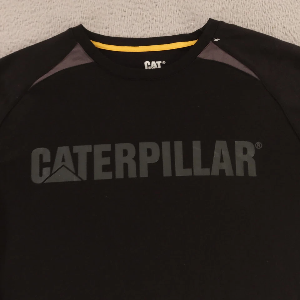 Рубашка мужская CAT L черная 100% полиэстер функциональная с длинным рукавом логотип реглан - Изображение 2 из 4