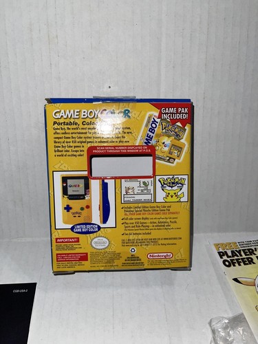 Sistema Nintendo Game Boy Color - Pokemon Pikachu Amarillo - Con Caja Original RARO - Imagen 3 de 11