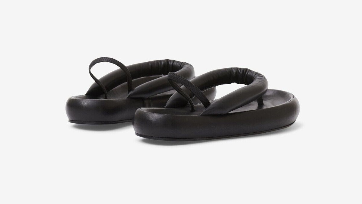 Isabel Marant Genuine Orene Leather Puffy Thong Sandals
