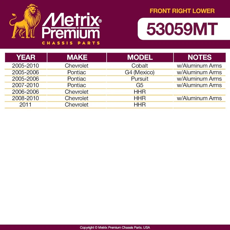 Front Lower Right Control Arm Ball Joint for 05-11 Chevy Cobalt HHR Pontiac G5 - Image 2 of 4