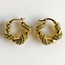 New Gold Plated Floral Hoop Earrings Gift Fashion Women Party Vacation Jewelry