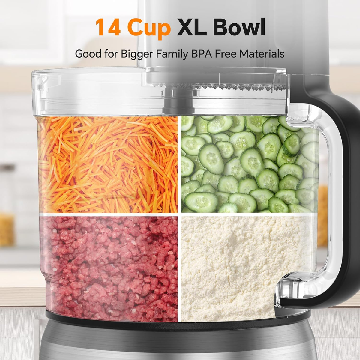 7-In-1 Professional Food Processor, 800W Powerful Electric