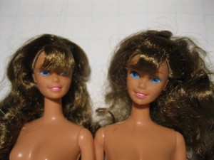 New Barbie Nude Lot Matching Twin Dolls Brunette Long Hair Smile