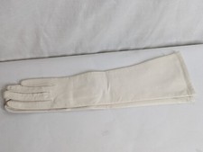 NOS Vintage Filene's 14" White KID LEATHER Gloves, Silk Lined, France Size 6.5