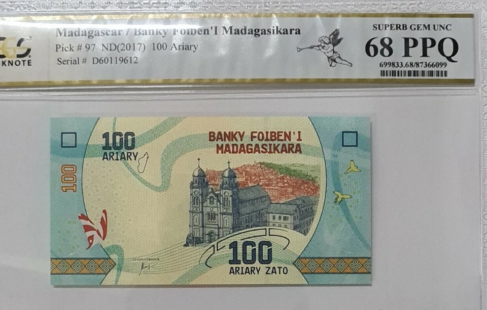 2017 MADAGASCAR 100 Ariary PCGS68 EPQ SUPERB GEM UNC @ P-97 @ - Image 3 of 4
