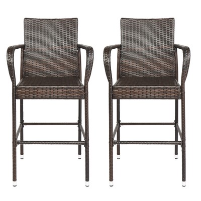 Stylish Brown Gradient High Bar Chairs Set of 2 Ideal for Kitchen Dining