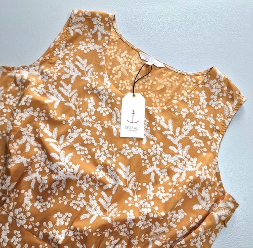 Seasalt Size 24 RRP £70 BNWT Yellow/White Floral Pattern Midi Dress Pockets - Picture 9 of 23