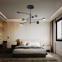 Deckenleuchte Deckenlampe Wohnzimmerleuchte 8 Flammig Metall Schwarz Led 100Cm