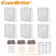 EverBrite 6 Packs LED Closet Lights Tap Lights Remote Control Warm & Cool White