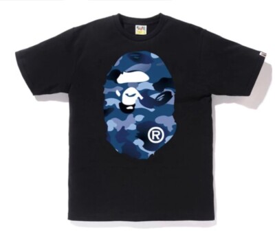 Bape Graduation Camo Big Ape Tee Black/Blue FW19 Brand New Size M