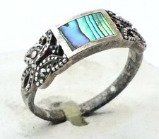 NEW GORGEOUS VINTAGE 925 STERLING SILVER MOP MOTHER of PEARL RING. Sz. 9. NWT