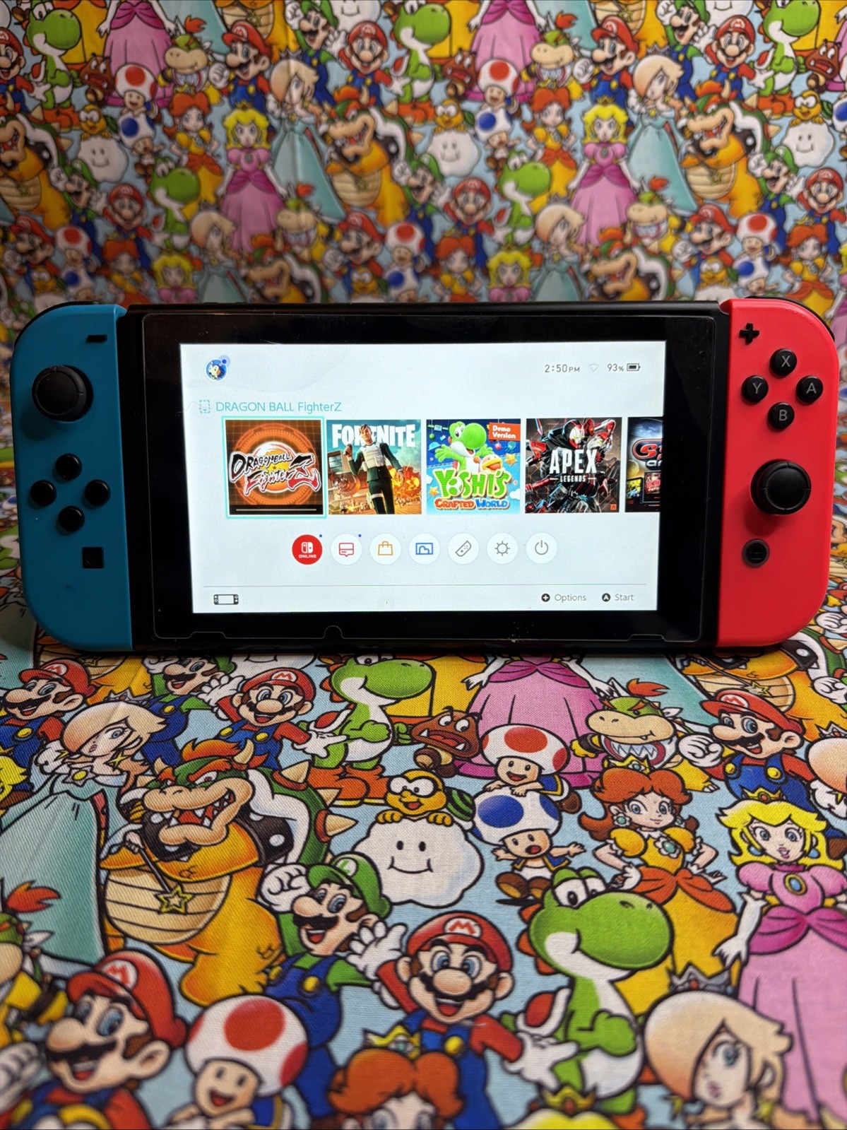 Nintendo Switch V2 Neon Blue / Red  - 128GB SD Card - Screen Protector Case