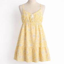 Victorias Secret Y2K Floral Fairy Babydoll Mini Dress Size M Tiered Coquette Bow