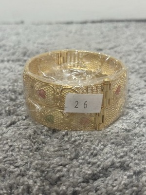 2x dicke goldene Designer Armreifen mit Schrauben (Größe 2,6/klein)