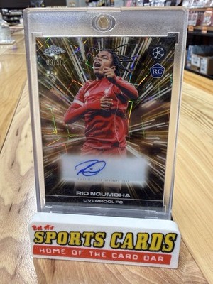 2025-26 Topps Chrome UEFA Rio Ngumoha RC Auto Black Lazer Gold 03/50 LIVERPOOL