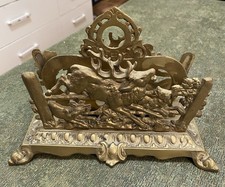 Vintage Bradley & Hubbard Brass Stag Deer & Hunting Dogs Letter Holder 3549 7030