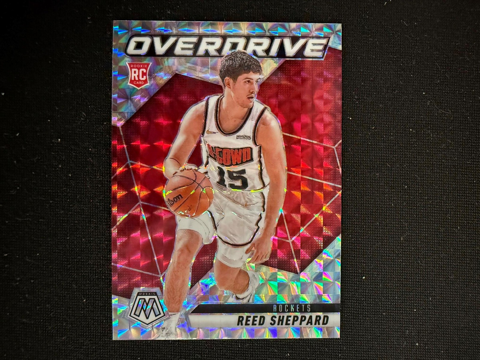 Reed Sheppard 2024/25 Mosaic Overdrive Mosaic Prizm Rookie RC Rockets D36