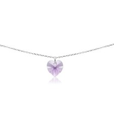 Necklaces for Valentines Day Sterling Silver Pink Heart Short Crystal Choker ...