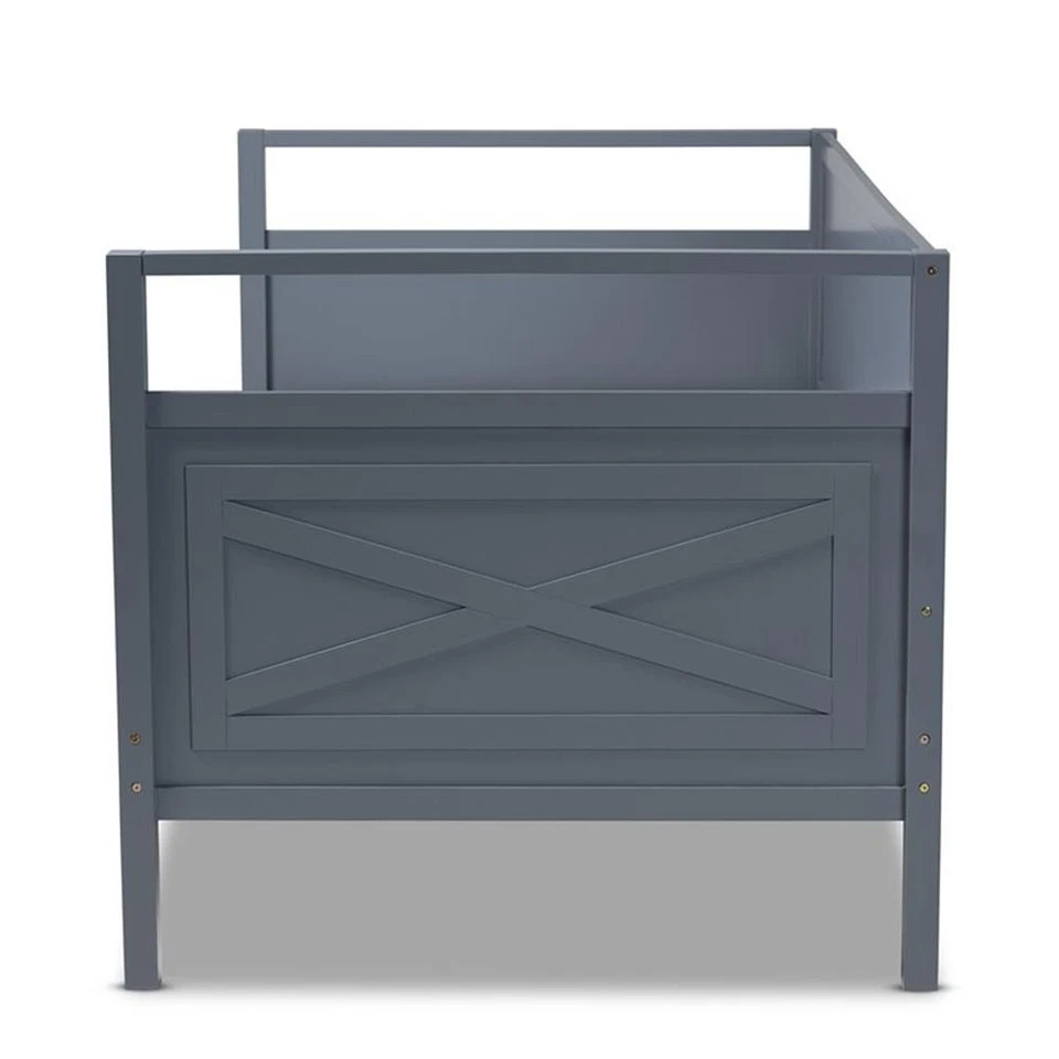 Cama de día Baxton Studio Cintia gris madera tamaño doble Foto 2 de 4