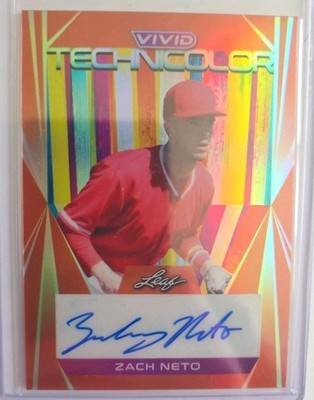 2022 Leaf Vivid Technicolor Orange Autographs Zach Neto RC Auto /10