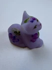 Fenton Glass Hand Painted Lavender Perky Cat Figurine Harris Signed Read Below!
