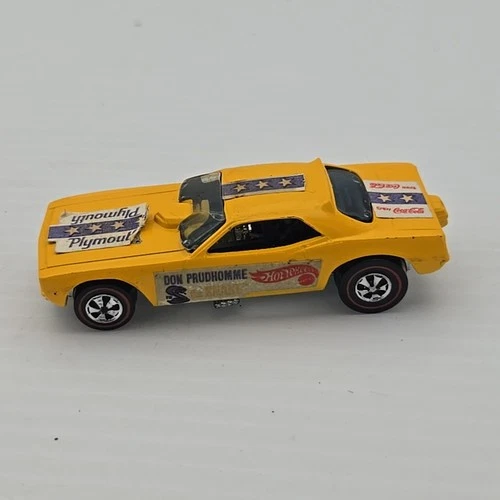 Vintage 1969 Hot Wheels Redline Funny Car:  Yellow Don Prudhomme Snake