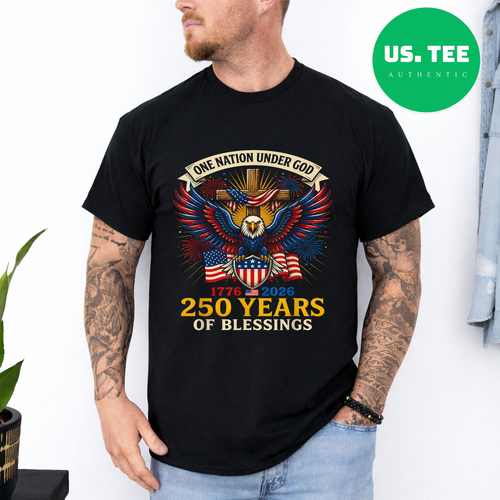 Freedom 250th Anniversary USA Flag Christian God Patriotic T-Shirt - Picture 1 of 10