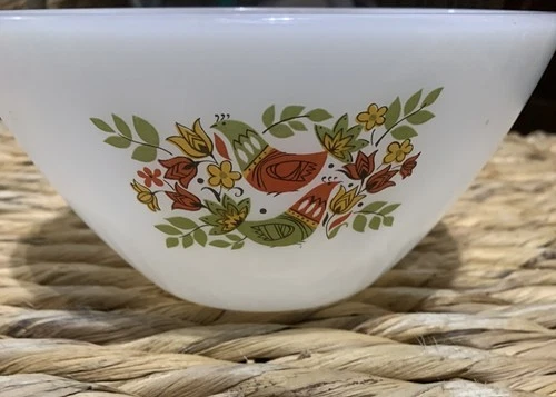 Vintage Bowl With Friendship Birds And Flowers