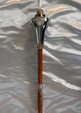 Drum Major Mace Stave Chrom Flat Head Chrome Lion  Crown with Carrying Case