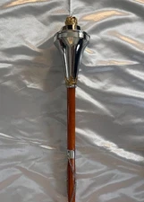 Drum Major Mace Stave Chrom Flat Head Chrome Lion & Crown with Carrying Case