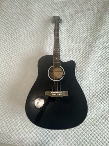 Black Dreadnought Acoustic-Electric Guitar 6 String Right-Handed with Preamp