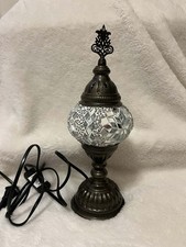 Turkish Mosaic Table Lamp 4 X12 White New Handmade Hallmark Home Decor .