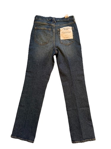 Good American High Rise Curve Straight Skinny Jeans Split Hem Medium Wash 28x29” - Picture 14 of 15