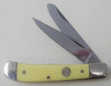 New 2017 Bear & Son Trapper Delrin Yellow Pocket Knife USA Made - Factory Sale