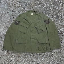 Vintage 1960s Vietnam Era Jungle Jacket OG-107 Ripstop Poplin Small Long 1969