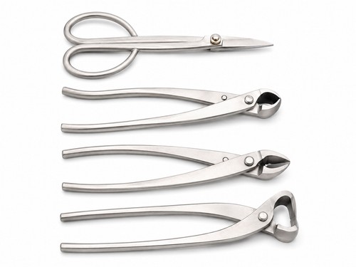 Bonsai Tool Set 4pc Stainless Steel Pruning Kit Shears Concave & Knob Cutter