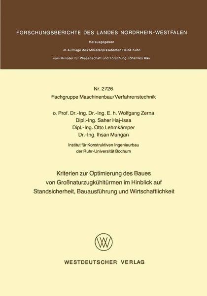 Wolfgang Zerna | Kriterien Zur Optimierung Des Baues Von...-image