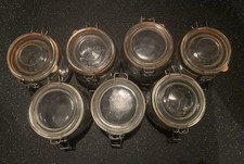 7 Small Round Glass Clip Top Storage Jars with Airtight Lids