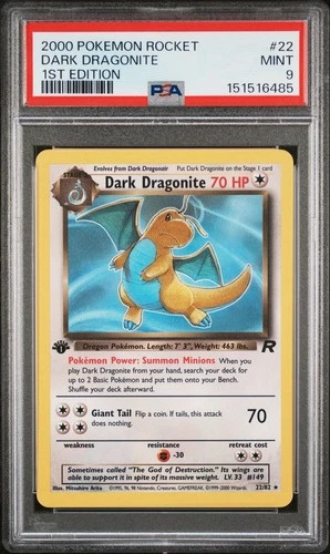 PSA 9 - 2000 POKEMON ROCKET #22 DARK DRAGONITE 1ST EDITION